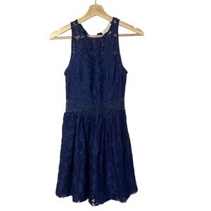 Forever 21 Navy Blue Lace Cut Out Fit & Flare Mini Dress S